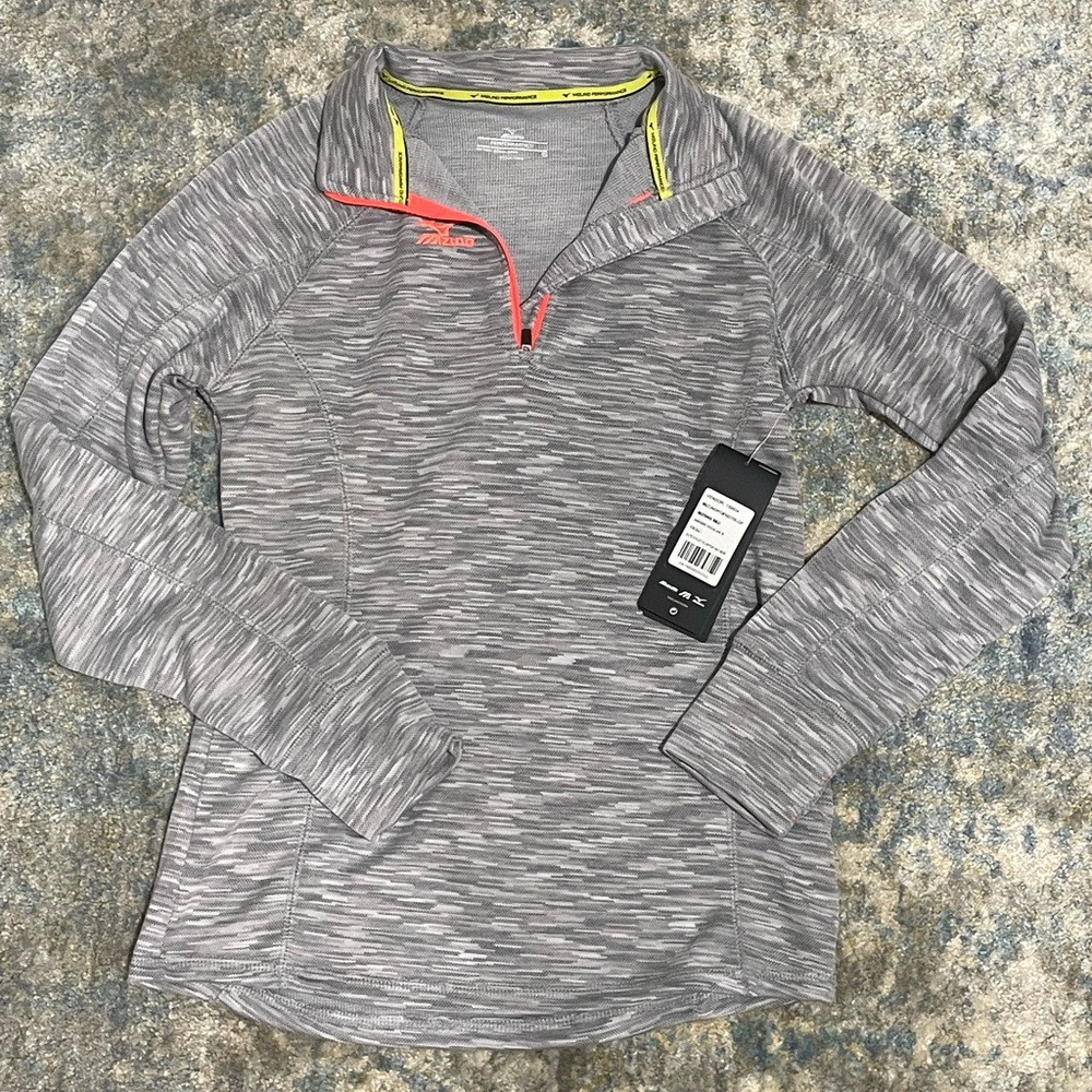 Mizuno Gray Quarter-Zip Pullover Athletic Jacket